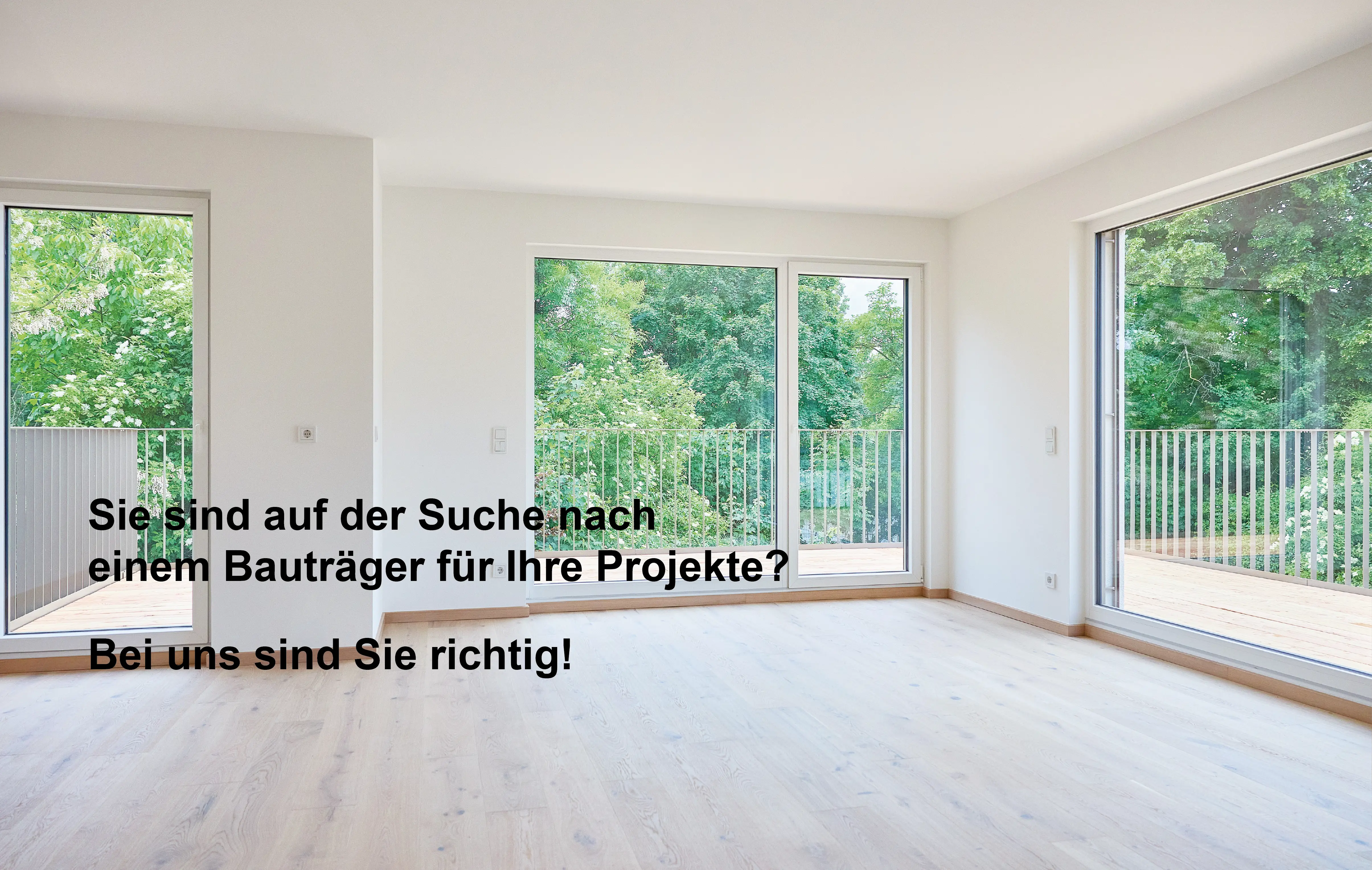 Innenraum Neubauprojekt HS51, Fensterfläche mit Blick ins Grüne
